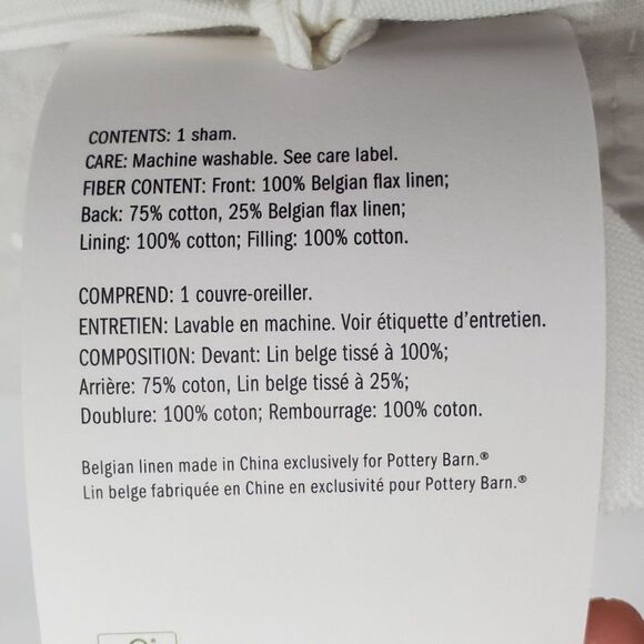 NEW Pottery Barn Belgian Flax Linen King Pillow Sham Soft Gray Hand Stitched - Picture 4 of 4